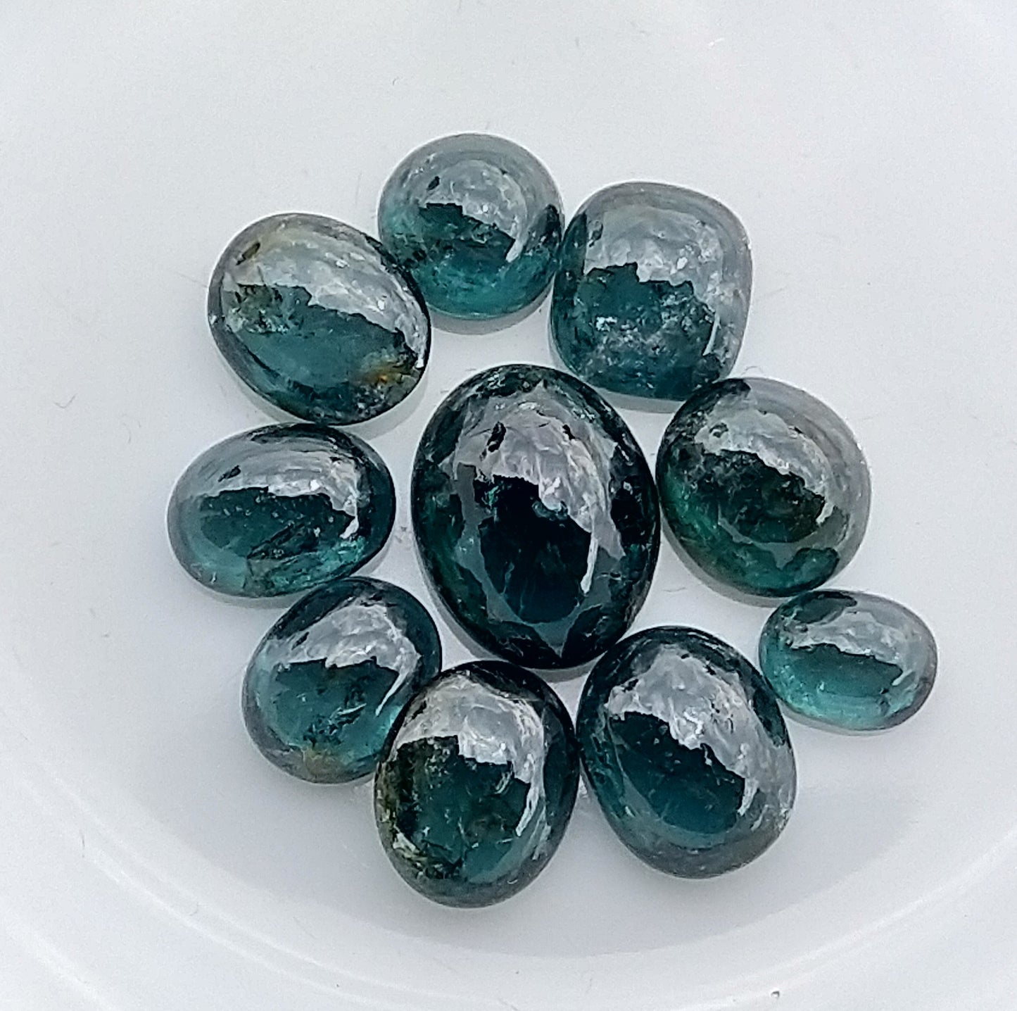 Natural Greenish Blue Spinel 20.75ct-10pcs Cabochon Lot