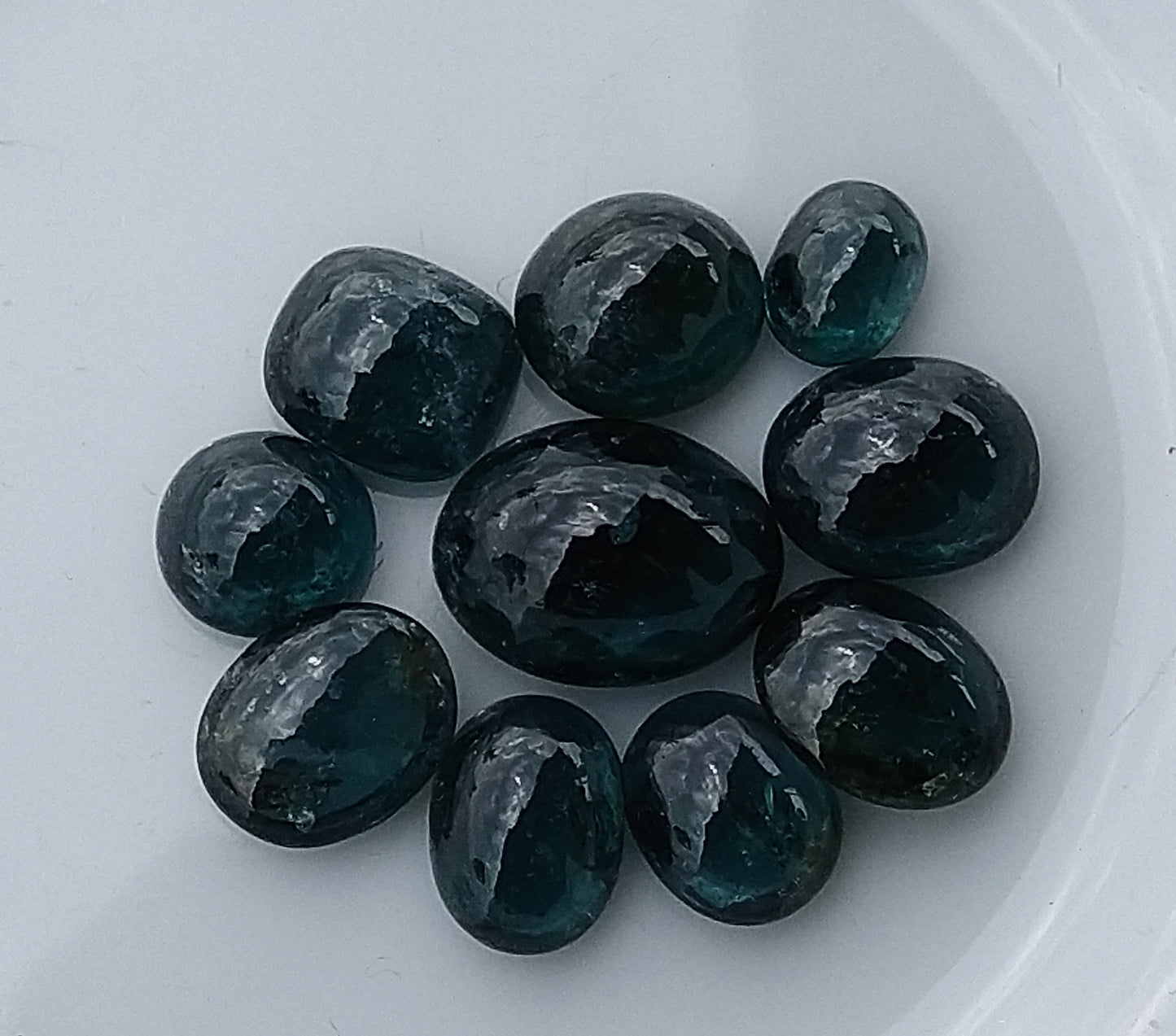 Natural Greenish Blue Spinel 20.75ct-10pcs Cabochon Lot