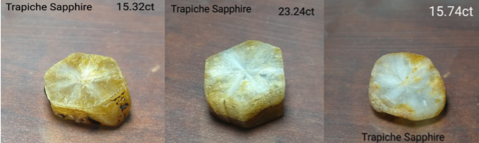 Trapiche Sapphire 54ct-3pcs Stone Lot - Sri-lanka.